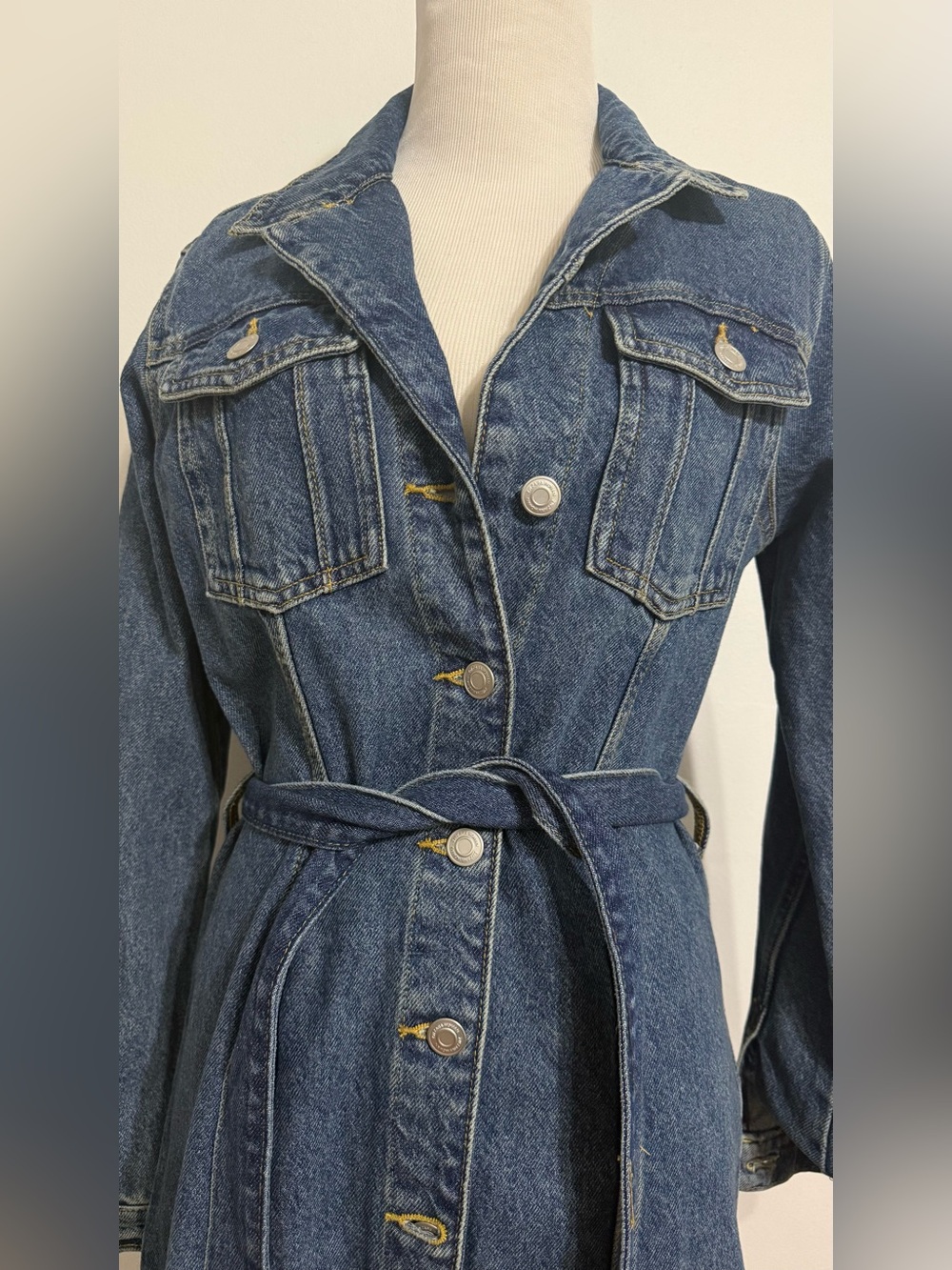 NWT Zara Denim Dress With Pockets Faded Blue - Picture 10 of 11